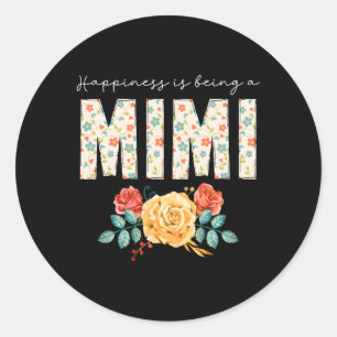 Hapess Is Being A Mimi Floral Flower Grandma Classic Round Sticker