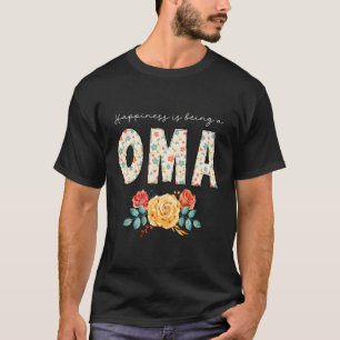 Hapess Is Being A Oma Floral Flower Grandma T-Shirt