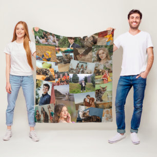Haphazardly Overlapping Photos Collage Template Fleece Blanket