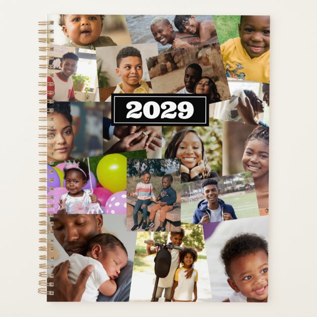 Haphazardly Overlapping Photos Collage Template Planner (Front)