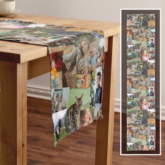 Haphazardly Overlapping Photos Collage Template Short Table Runner