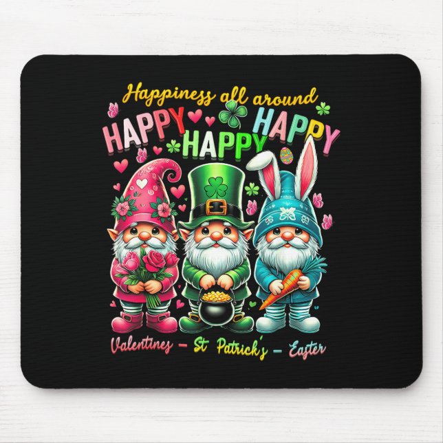 Hapness Allaround Gnome Happy Valentine St Patrick Mouse Mat (Front)