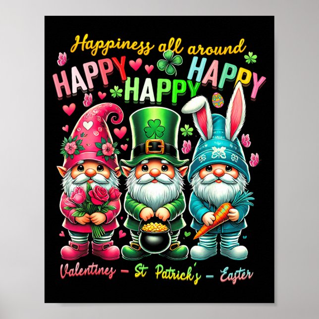 Hapness Allaround Gnome Happy Valentine St Patrick Poster (Front)