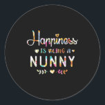 Hapness Is Being A Nunny Cute Grandma Christmas Gi Classic Round Sticker<br><div class="desc">Hapness Is Being A Nunny Cute Grandma Christmas Gift</div>