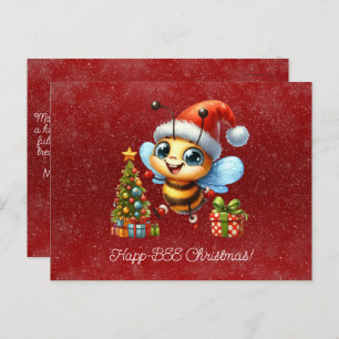 Happ-BEE Christmas Bee Gifts Tree Postcard