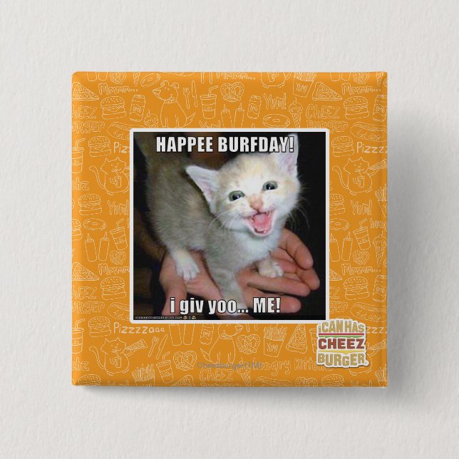 HAPPEE BURFDAY! 15 CM SQUARE BADGE (Front)