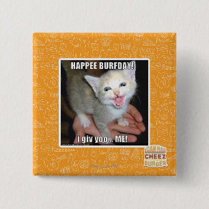 HAPPEE BURFDAY! 15 CM SQUARE BADGE