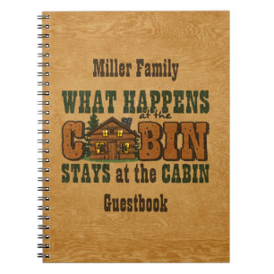 Happens At The Cabin Personalised Guestbook Notebook