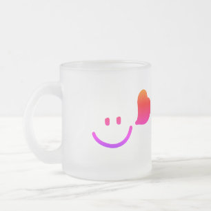 HappeSmiley Face with Heart – colour hairt Frosted Glass Coffee Mug