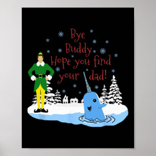 Happier Holidays Uni-kids Christmas Narwhal Elf Poster