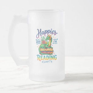 Happier When I'm Reading  Frosted Glass Beer Mug