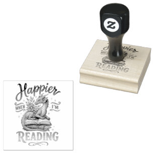 Happier When I'm Reading Rubber Stamp