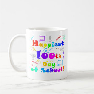 Happiest 100th Day of School, Colourful Teacher Coffee Mug