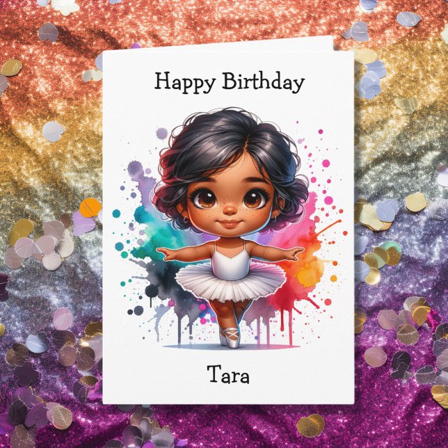 Happiest Birthday Ballerina Colouring Page Girl's Card (Creator Uploaded)