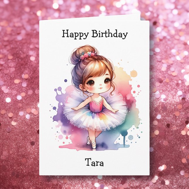 Happiest Birthday Ballerina Colouring Page Girl's Card (Creator Uploaded)