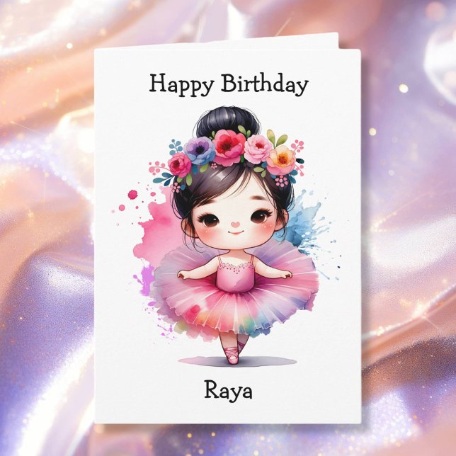 Happiest Birthday Ballerina Colouring Page Girl's Card (Creator Uploaded)