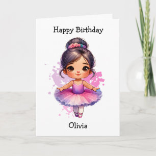Happiest Birthday Ballerina Colouring Page Girl's Card