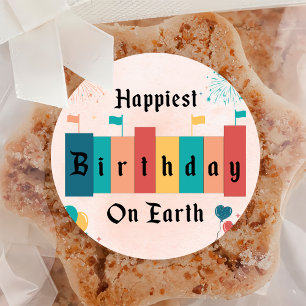 Happiest Birthday On Earth Magical Birthday Classic Round Sticker