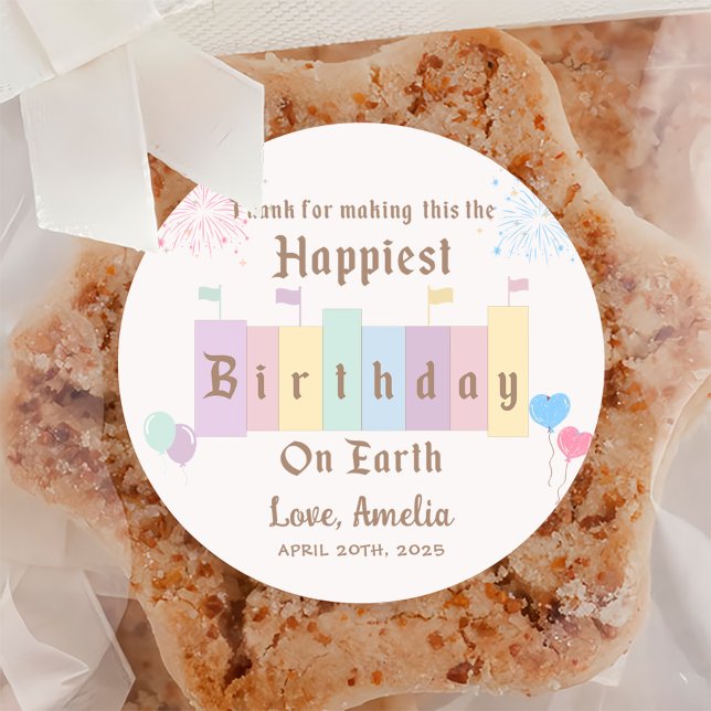 Happiest Birthday On Earth Magical Birthday Classic Round Sticker (Creator Uploaded)