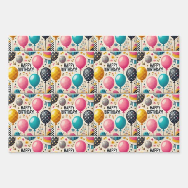 happiest birthday wrapping paper sheet (Front 3)
