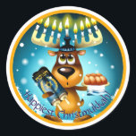Happiest Christmukkah Hanukkah Christmas Reindeer Classic Round Sticker<br><div class="desc">Not sure whether to celebrate Christmas or Hanukkah? Have a little of each in your holiday celebration? Then this "Happiest Christmukkah" Hanukkah Reindeer wants to be part of your holiday celebration this year! And if you'd rather something other than "Happiest Christmukkah" on your stickers, it's customisable, so that's no problem....</div>