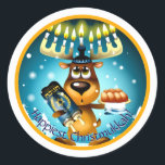 Happiest Christmukkah Hanukkah Christmas Reindeer Classic Round Sticker<br><div class="desc">Not sure whether to celebrate Christmas or Hanukkah? Have a little of each in your holiday celebration? Then this "Happiest Christmukkah" Hanukkah Reindeer wants to be part of your holiday celebration this year! And if you'd rather something other than "Happiest Christmukkah" on your stickers, it's customisable, so that's no problem....</div>