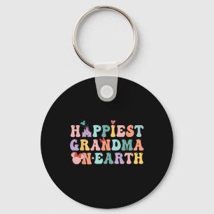 Happiest Grandma On Earth Groovy Mum Mother's Day Key Ring