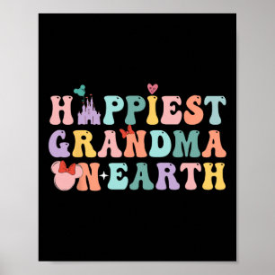 Happiest Grandma On Earth Groovy Mum Mother's Day Poster