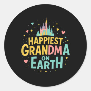 Happiest Grandma On Earth Tee Cute For Grandma, Mo Classic Round Sticker