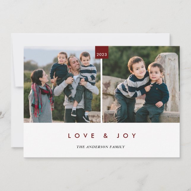 Happiest Holiday Burgundy Minimal 2 Photo (Front)