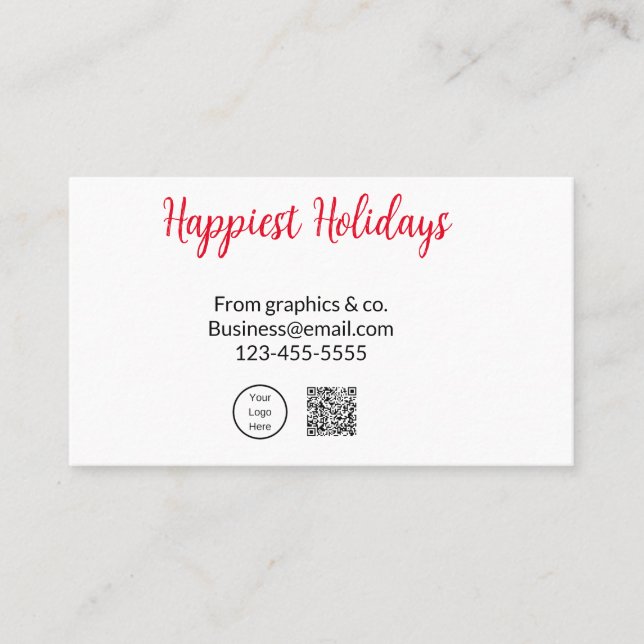 Happiest holidays add business logo name q r code card (Front)