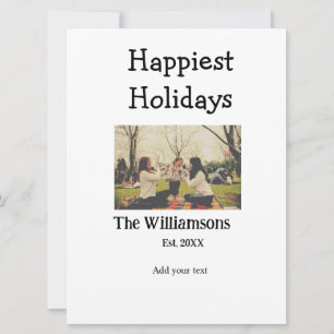 Happiest holidays add family name year photomodern holiday card