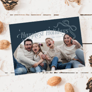 Happiest Holidays Blue Christmas Holiday Card