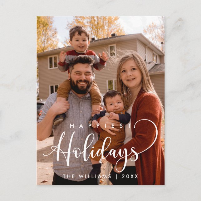 Happiest Holidays, Christmas Greeting Family Photo Postcard (Front)