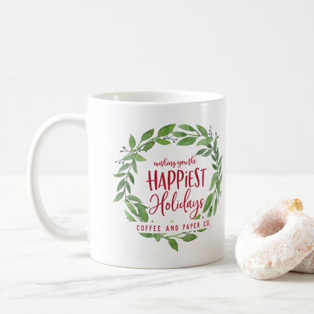Happiest holidays corporate business christmas coffee mug (With Donut)