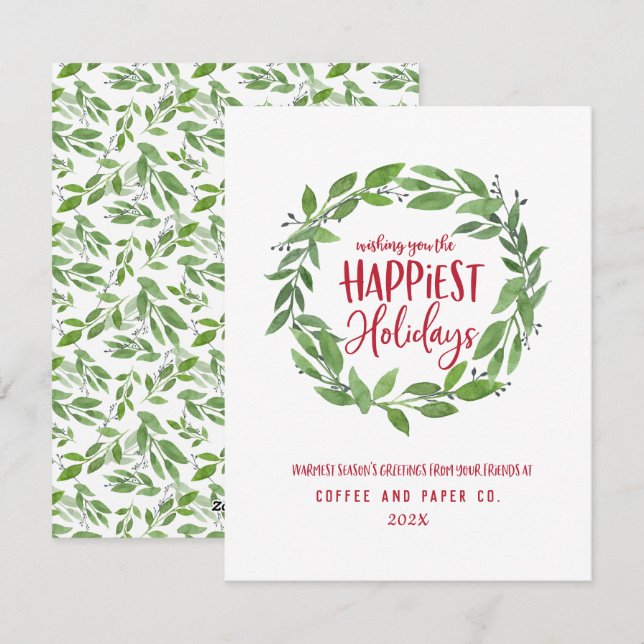 Happiest holidays corporate business christmas hol holiday card (Front/Back)