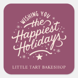 Happiest Holidays Corporate Business Christmas Square Sticker