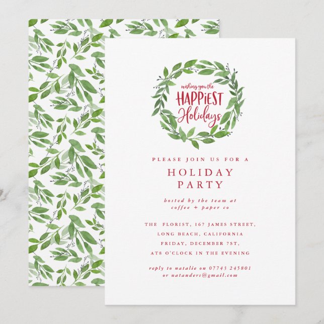 Happiest holidays corporate Christmas party Invitation (Front/Back)