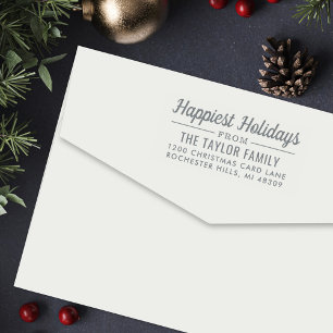 Happiest Holidays Custom Holiday Return Address Self-inking Stamp