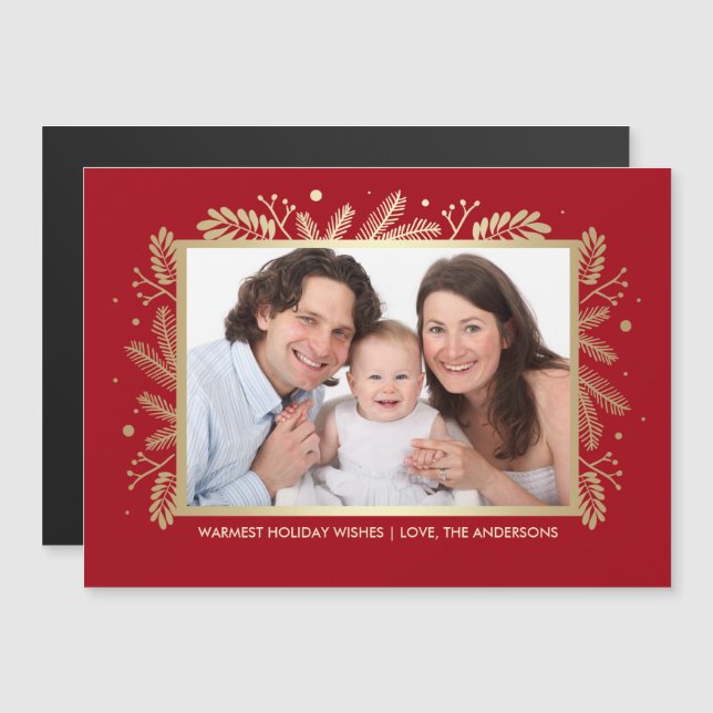 Happiest Holidays. Custom Magnetic Photo Card (Front/Back)