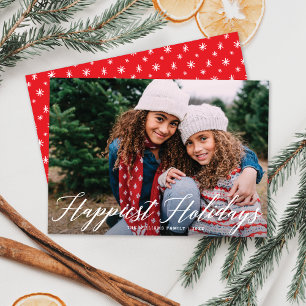 Happiest Holidays Elegant Modern Script Christmas Holiday Card
