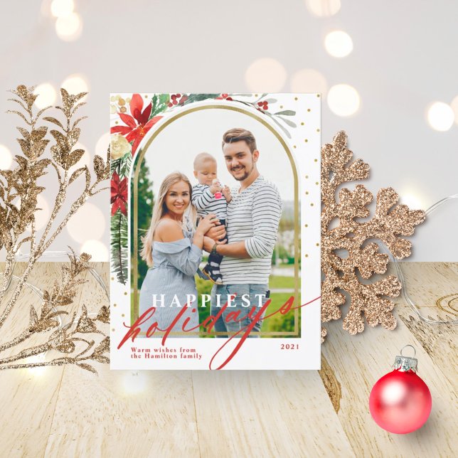 Happiest Holidays Family Photo Arch Christmas Card (Creator Uploaded)