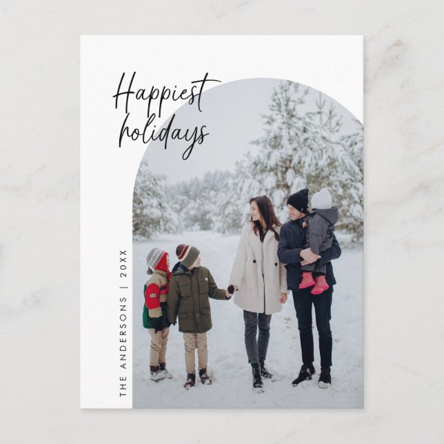 Happiest Holidays, Family Photo, Arch Frame Postcard (Front)