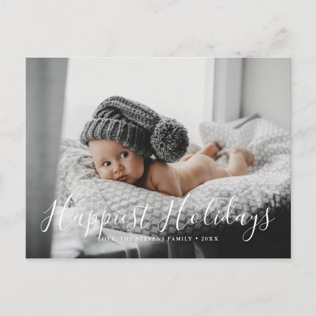 Happiest Holidays Family Photo Christmas Holiday Postcard (Front)