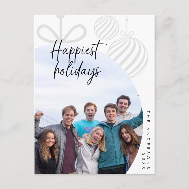 Happiest Holidays, Family Photo, Season Greeting Postcard (Front)