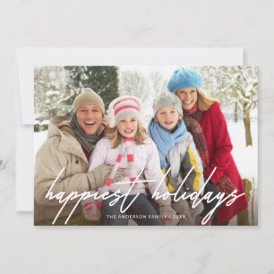 Happiest Holidays Handwritten White Script Photo Holiday Card