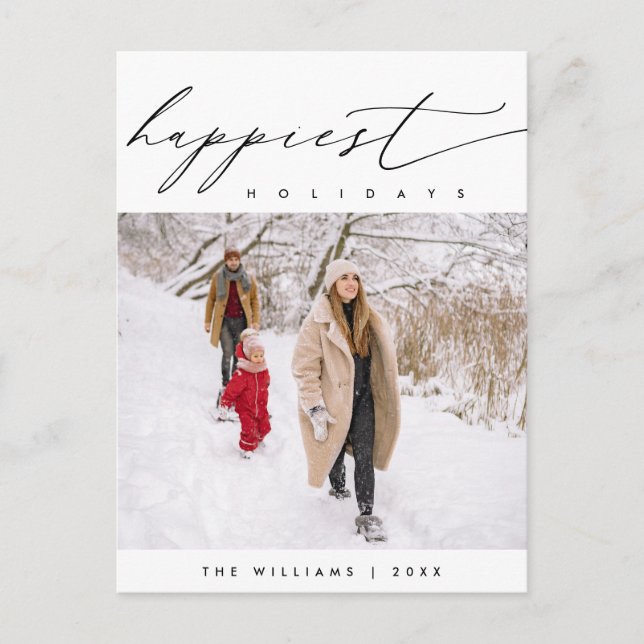 Happiest Holidays, Merry Christmas Family Photo Postcard (Front)