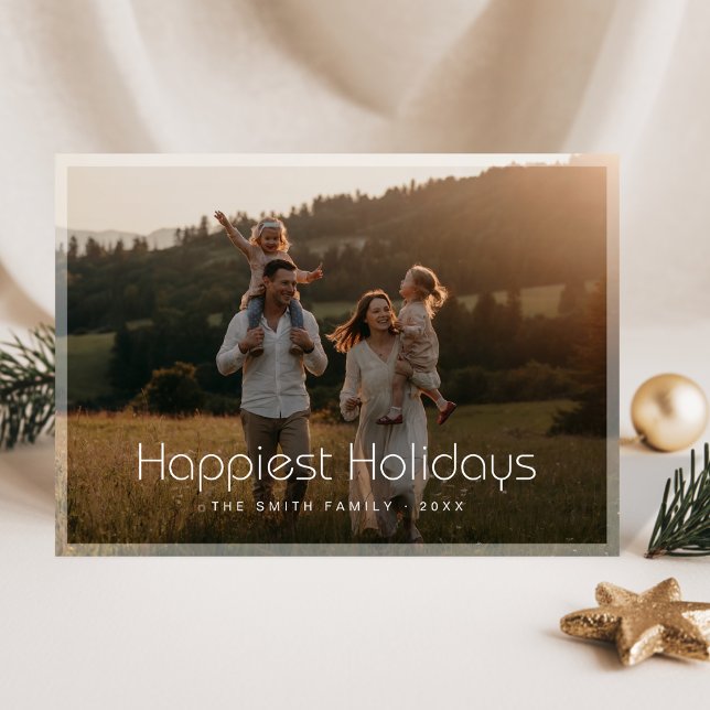Happiest Holidays Minimal Family Photo Christmas Holiday Card (Creator Uploaded)