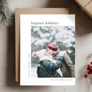 Happiest Holidays   Minimal Stylish Christmas Grey Holiday Card