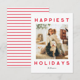 Happiest Holidays Minimalist Photo Card - red